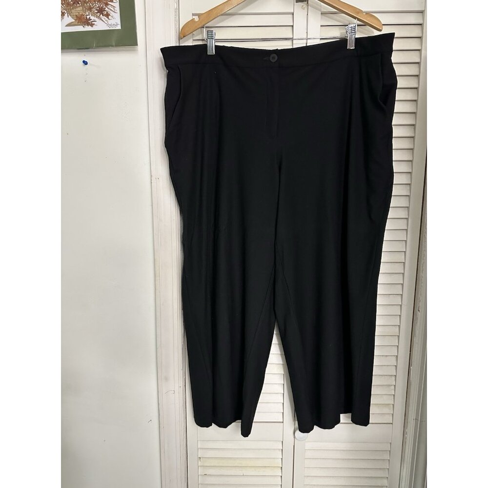 Eileen Fisher Women's Black Lightweight Washable Stretch Crepe Ankle Pant 20W